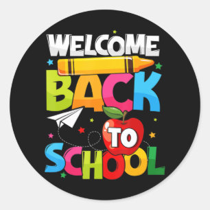 Sticker Rond Bienvenue Retour à l'école Premier jour enseignant