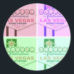 Sticker Rond Bienvenue sur Fabulous Las Vegas Honeymoon<br><div class="desc">Retro Vegas Welcome Design</div>