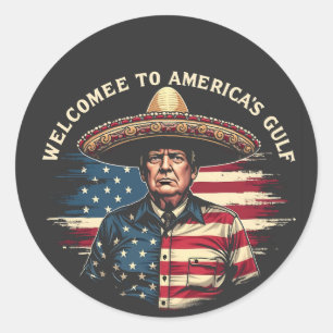 Sticker Rond Bienvenue sur la côte Est de Trump aux États-Unis