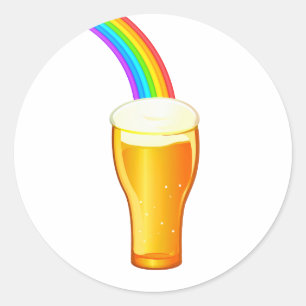 Sticker Rond Bière arc-en-ciel