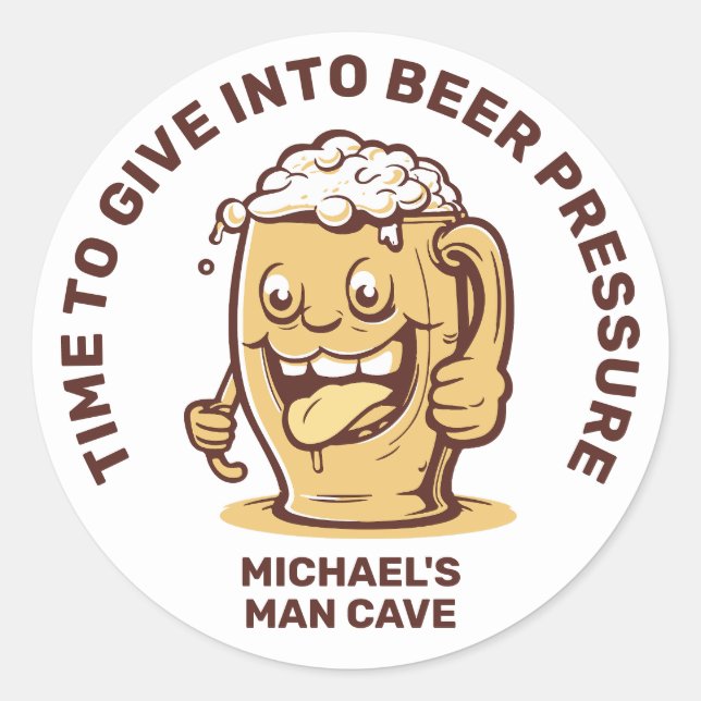 Sticker Rond Bière de texte personnalisé amusante (Devant)