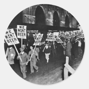 Sticker Rond Bière d'interdiction vintage, Nous voulons de la b