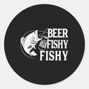 Sticker Rond Biére Drôle De Pêche Poisson