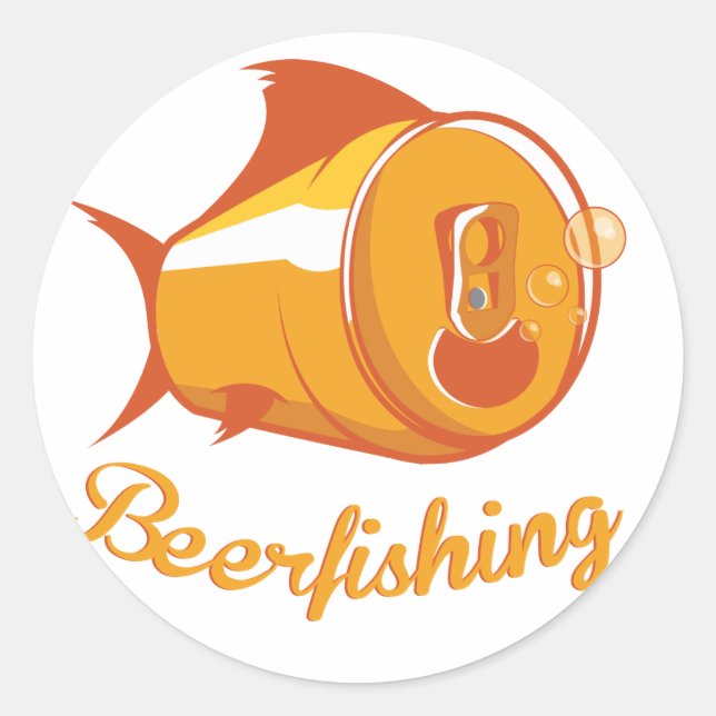 Sticker Rond Bière et pêche (Devant)