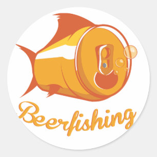 Sticker Rond Bière et pêche