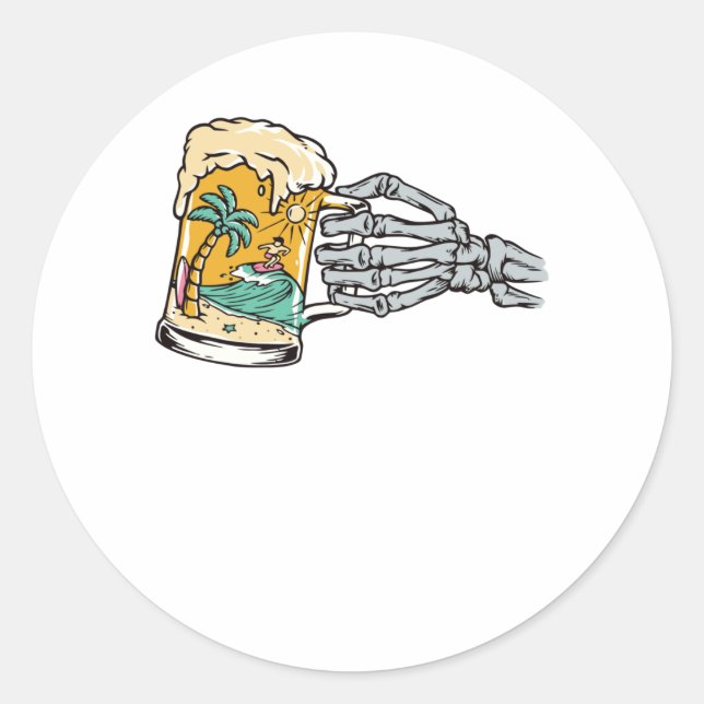 Sticker Rond Bière et plage (Devant)