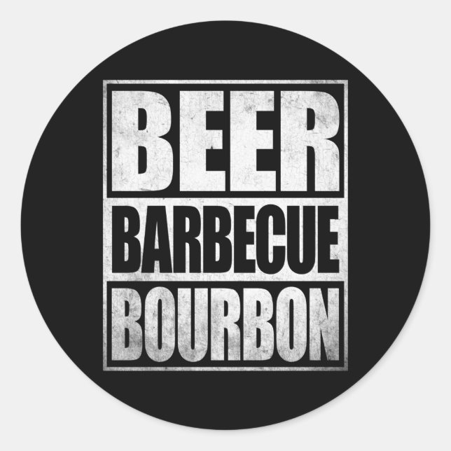 Sticker Rond Bière Fumée Grill Porc Barbeque Bourbon Bbq (Devant)
