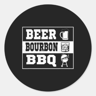Sticker Rond Bière Fumée Grill Porc Byrbeque Bourbon Bbq Pour H