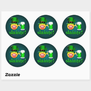 Sticker Rond Bière potable Emoji de Sláinte de Jour de la Sai