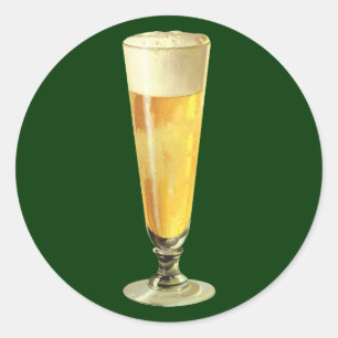 Sticker Rond Bière pression haute vintage Frosty, boisson alcoo