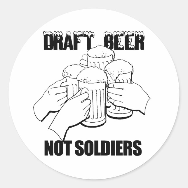 STICKER ROND BIÈRE PRESSURISÉE. PAS DE SOLDATS. (Devant)