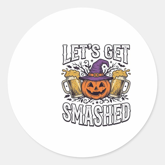 Sticker Rond Bièredecitrouille Halloween défonçons-nous (Devant)