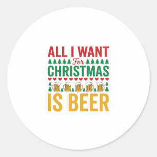 Sticker Rond Bières de Noël Conception de boisson de vacances d
