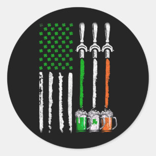 Sticker Rond Bières Irlandaises Irlande Drapeau Américain St Pa