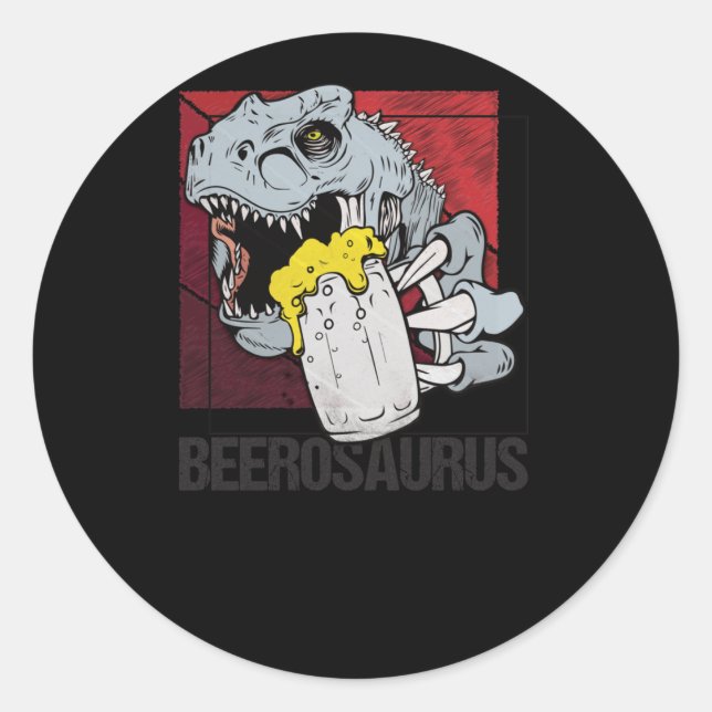 Sticker Rond Bierosaurus Bierosaurier Bier Alcool - Bière (Devant)