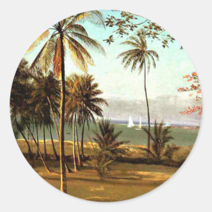 Sticker Rond Bierstadt - Scène Floride, peinture d'art,