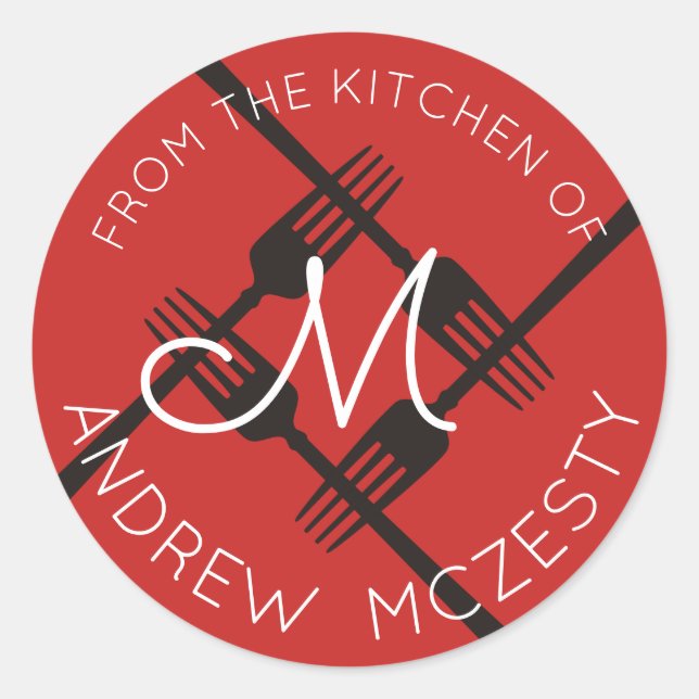 Sticker Rond Bifurque le monogramme de la cuisine de (Devant)