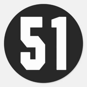 Sticker Rond Big 51 Jersey Numéro 51 Uniforme Plus grand Fan Fa