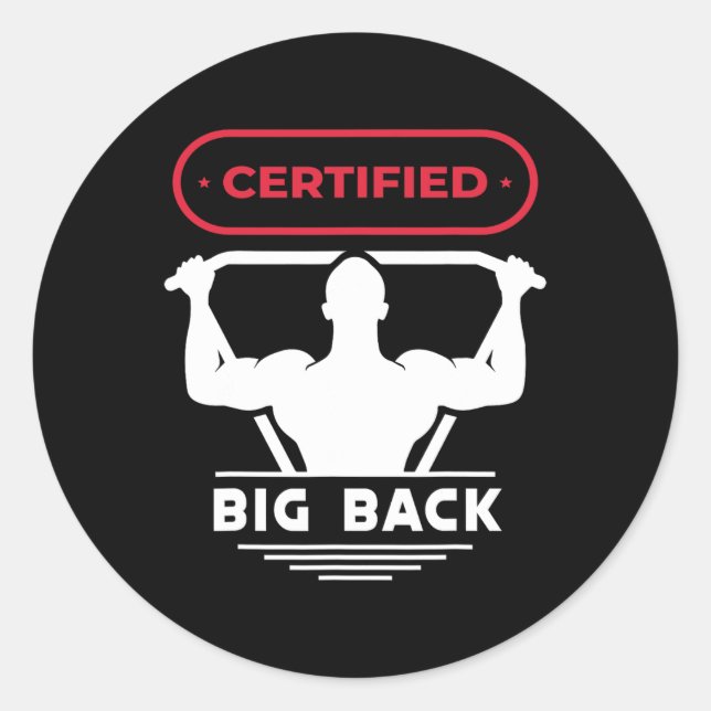 Sticker Rond Big Back Certified Big Back Design Bodybuilding Bi (Devant)