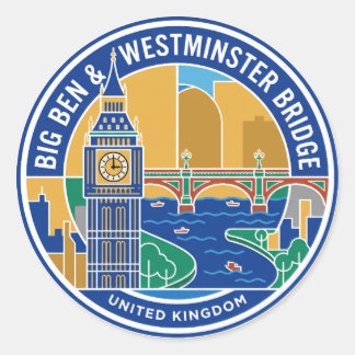 Sticker Rond Big Ben et le pont de Westminster Royaume-Uni