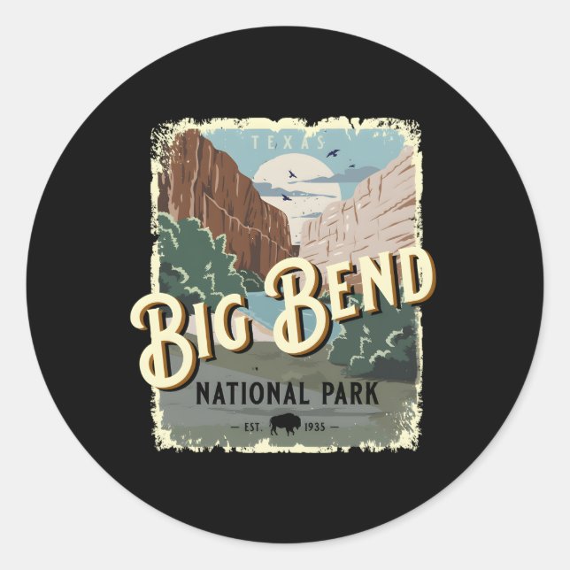 Sticker Rond Big Bend National Park Texas Style de voyage (Devant)