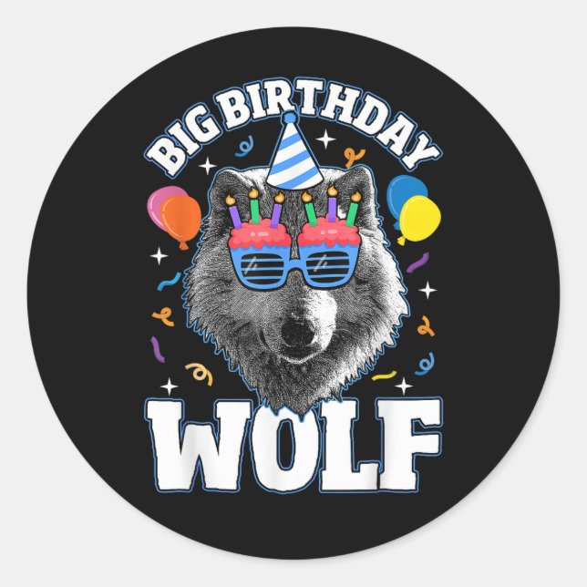 Sticker Rond Big Birthday Wolf for Wolves (Devant)