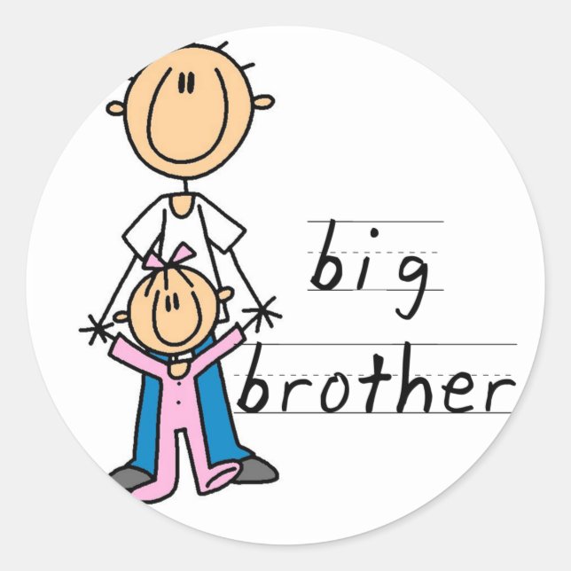 Sticker Rond Big Brother avec des T-shirts et des cadeaux de la (Devant)