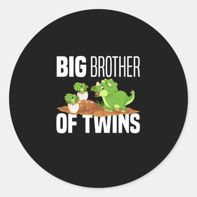 Sticker Rond Big Brother De Twins Dinosaur Dino (Devant)