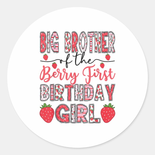 Sticker Rond Big Brother Du Berry Premier Anniversaire Fille Pa (Devant)