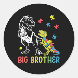 Sticker Rond Big Brother Saurus T Rex Sensibilisation sur l'aut