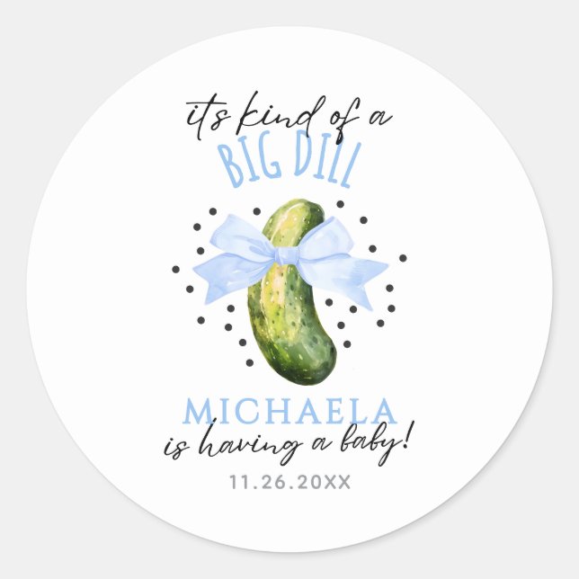 Sticker Rond Big Dill Aquarelle Coquette Baby shower de chiche (Devant)