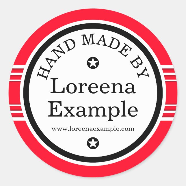 Sticker Rond Big Dot & Stripes blanc + votre dos. & idées (Devant)