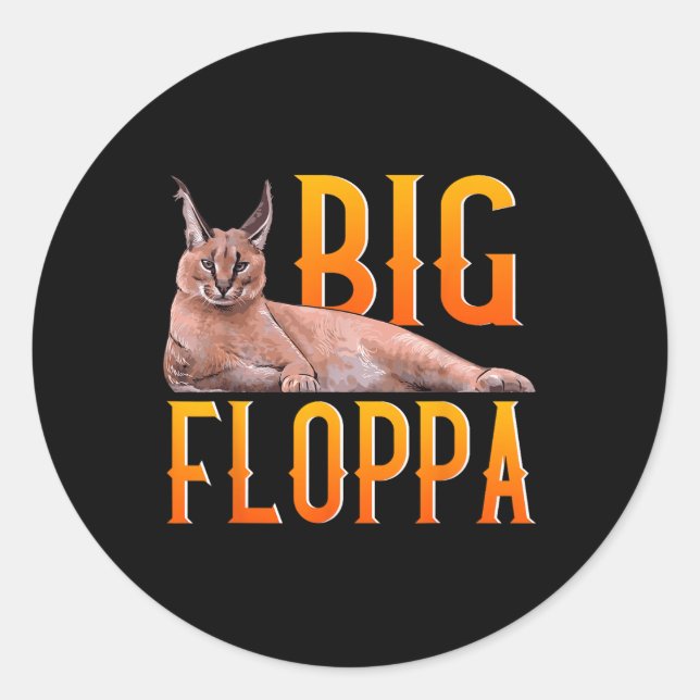 Sticker Rond Big Floppa mème mignonne chat caracal (Devant)