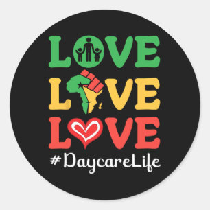 Sticker Rond Big Heart Africa Carte Poing Élevé Amour Amour Amo