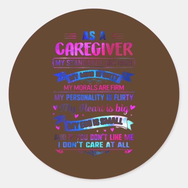 Sticker Rond Big Heart Direct Support Person Caregiver Life (Devant)