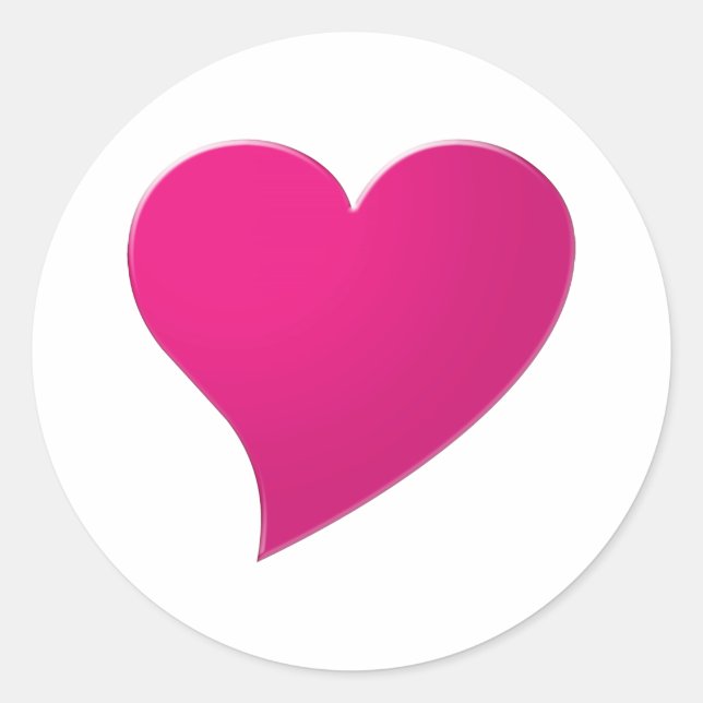 Sticker Rond Big hot pink fuchsia heart, love, white (Devant)