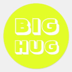 Sticker Rond Big Hug, blanc chartreuse