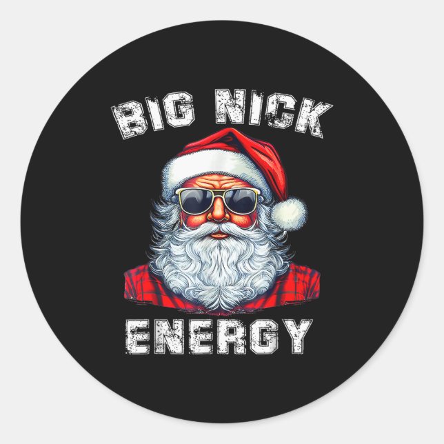 Sticker Rond Big Nick Energy Funny Santa Christmas  (Devant)