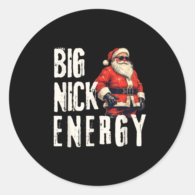 Sticker Rond Big Nick Energy Funny Santa Christmas  (Devant)