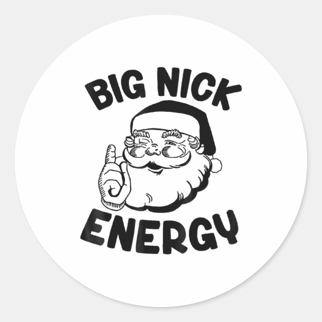 Sticker Rond Big Nick Energy Funny Santa Christmas  (Devant)
