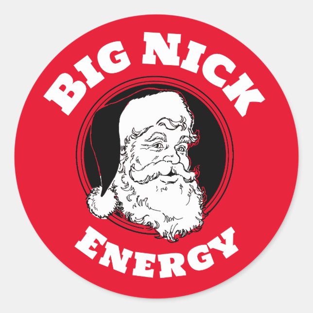 Sticker Rond Big Nick Energy Funny Santa Claus (Devant)