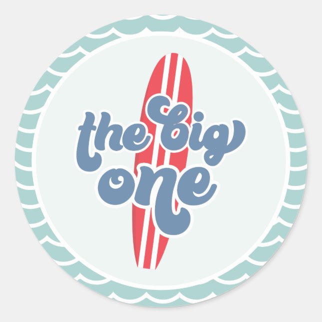 Sticker Rond Big One Surf Beach 1er anniversaire (Devant)
