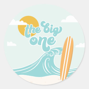 Sticker Rond Big One Surf Beach 1er anniversaire
