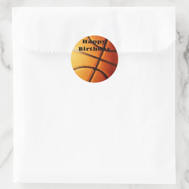 Sticker Rond Big Pimply Orange Basketball, Anniversaire (Sac)