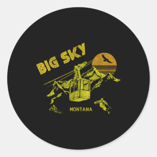 Sticker Rond Big Sky Montana Distressed Ski Rétro Tee