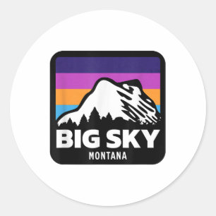 Sticker Rond Big Sky Montana Ski Snowboard Famille Ski T