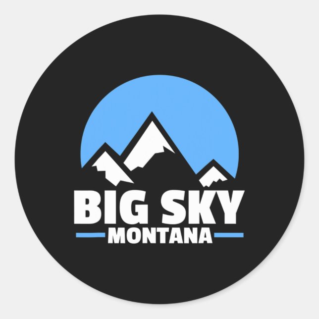 Sticker Rond Big Sky Montana Snowboard (Devant)