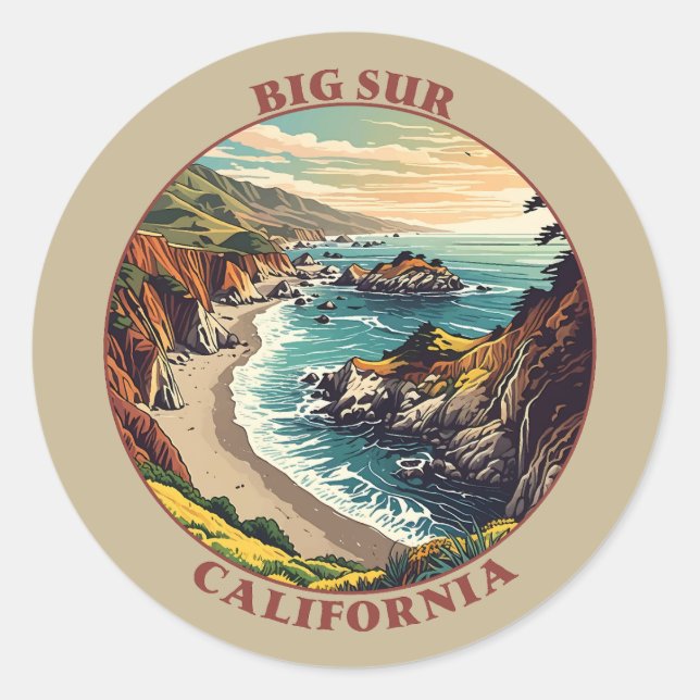 Sticker Rond Big Sur Californie USA (Devant)