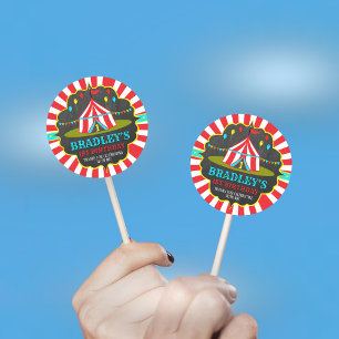 Sticker Rond Big Top Carnival Carnival Chalkboard 1er anniversa