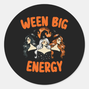 Sticker Rond Big Ween Energy Halloween sorcières Vintages pour 